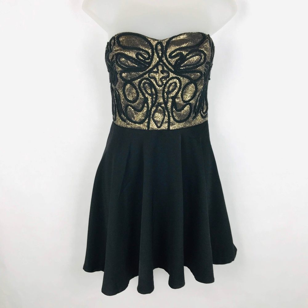 Mustard Seed Strapless Metallic Circle Dress NWT